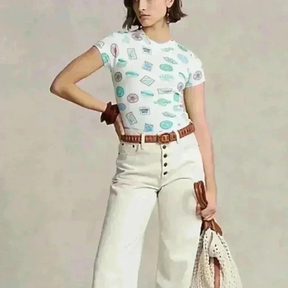 NWT Travel Motif Ribbed Cotton Tee by
Polo Ralph Lauren Sz XXS - Picture 3 of 7